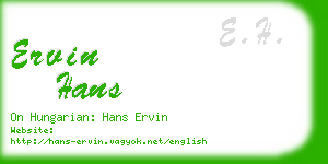 ervin hans business card